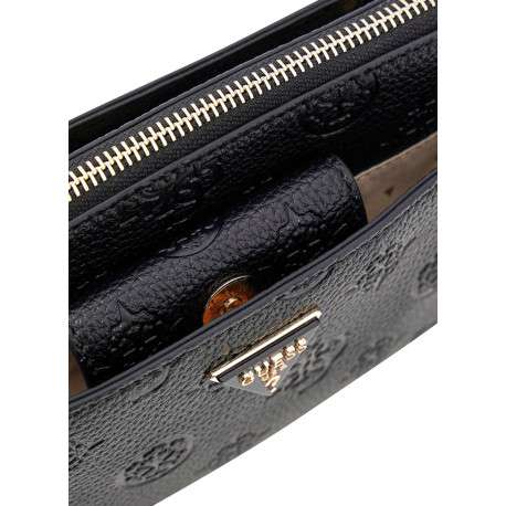 Sac à bandoulière amovible et réglable noir pourvu d'un motif monogramme embossé - Image 4