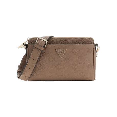 Sac à bandoulière amovible et réglable écru pourvu d'un motif monogramme embossé
