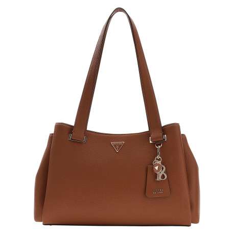 Sac à main porté épaule camel aspect grainé pourvu de deux anses plates