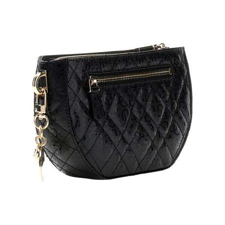 Sac à bandoulière amovible noir matelassé orné d'un motif monogramme - Image 2