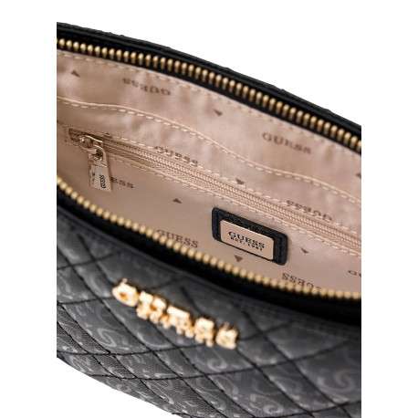 Sac à bandoulière amovible noir matelassé orné d'un motif monogramme - Image 3