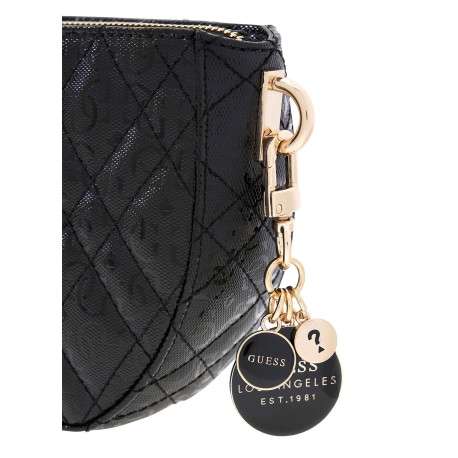 Sac à bandoulière amovible noir matelassé orné d'un motif monogramme - Image 4