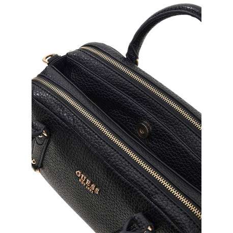 Sac noir aspect grainé forme bowling pourvu d'une bandoulière amovible - Image 3