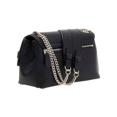 Sac à main noir grainé pourvu d'anses multipositions avec chainettes dorées - Image 2