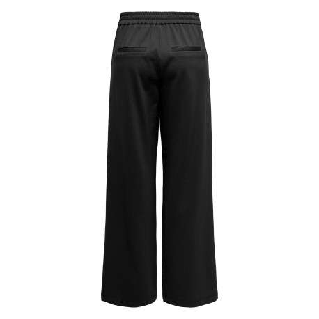 Pantalon noir uni avec une coupe flare et une taille élastique - Image 2