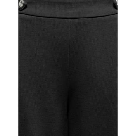 Pantalon noir uni avec une coupe flare et une taille élastique - Image 5