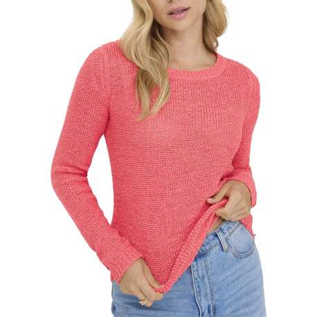 Pull rose uni avec une coupe droite et un col rond en maille tricotée - Image 5