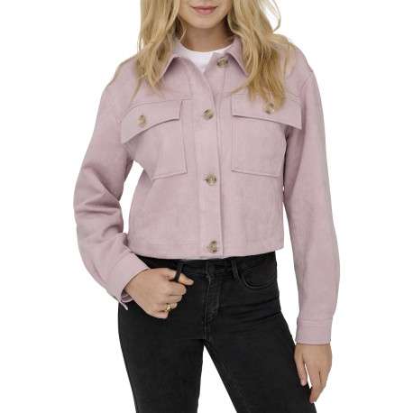 Blouson rose uni à coupe droite avec un col à revers et des boutons - Image 3