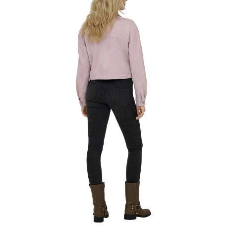 Blouson rose uni à coupe droite avec un col à revers et des boutons - Image 4