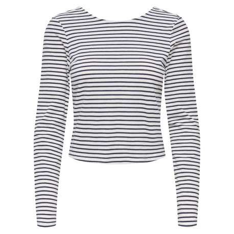 Top en coton blanc à rayures avec une coupe moulante et un dos décolleté