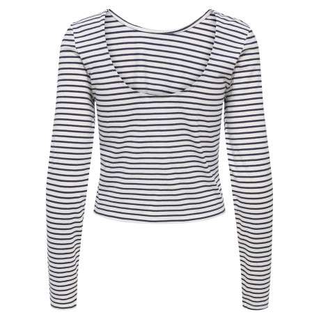 Top en coton blanc à rayures avec une coupe moulante et un dos décolleté - Image 2