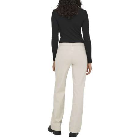 Pantalon en coton écru uni avec une coupe bootcut et une ceinture - Image 4