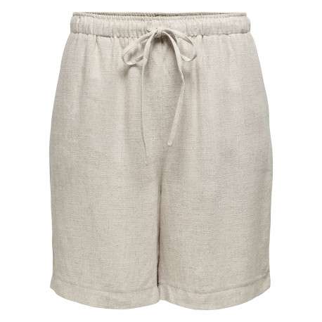 Short beige uni taille haute avec une coupe fluide et une taille élastiquée