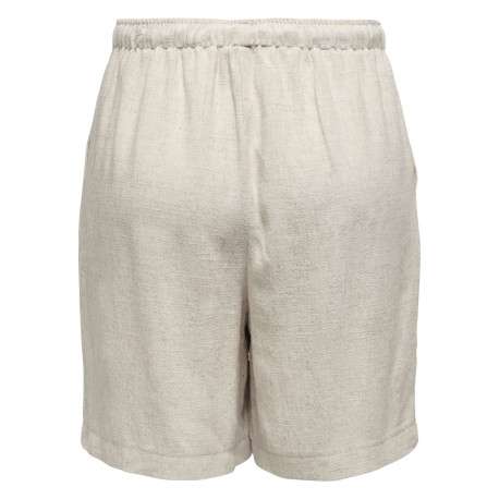 Short beige uni taille haute avec une coupe fluide et une taille élastiquée - Image 2