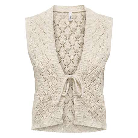 Gilet beige uni à coupe droite avec un col V et sans manche