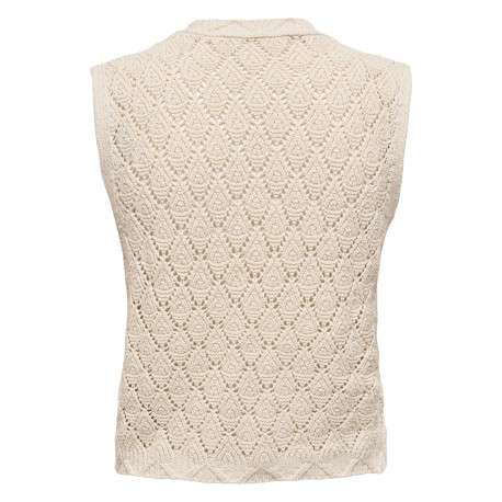 Gilet beige uni à coupe droite avec un col V et sans manche - Image 2