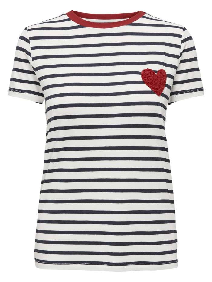 T-shirt blanc à rayures...