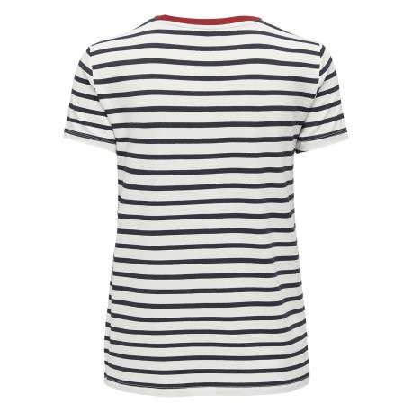 T-shirt blanc à rayures avec une coupe droite et un col rond - Image 2