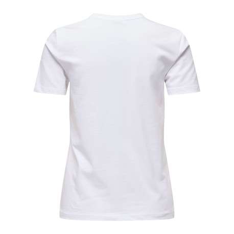 T-shirt en coton biologique blanc à fleurs avec une coupe droite et un col rond - Image 2
