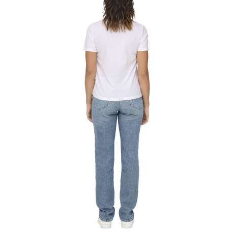 T-shirt en coton biologique blanc à cerises avec une coupe droite et un col rond - Image 4