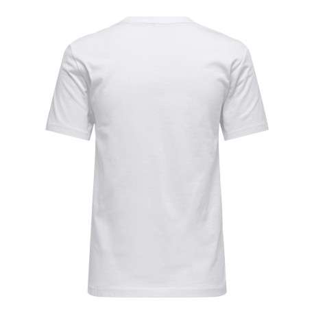 T-shirt en coton biologique blanc floral coupe droite col rond - Image 2