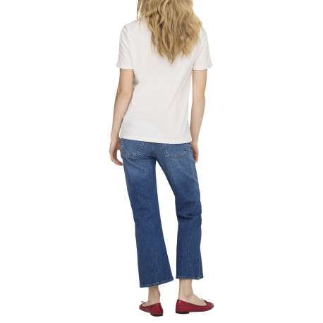 T-shirt en coton biologique blanc avec une coupe droite et un col rond - Image 2