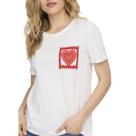 T-shirt en coton biologique blanc avec une coupe droite et un col rond - Image 4