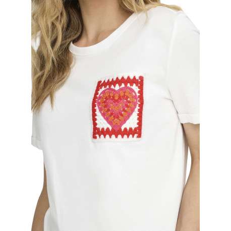 T-shirt en coton biologique blanc avec une coupe droite et un col rond - Image 5