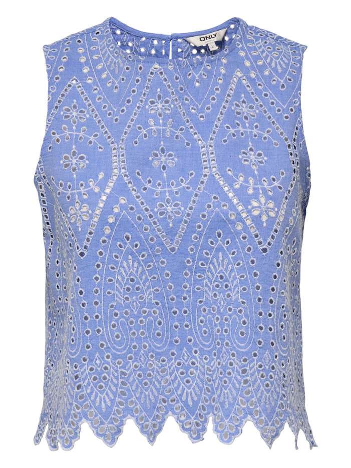 Top en coton bleu uni avec...