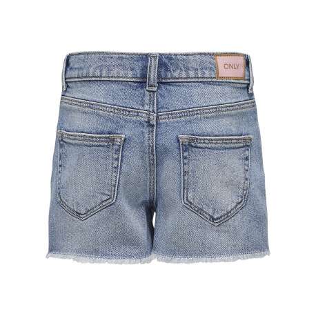 Short en coton bleu uni avec une coupe droite à zip et à bouton - Image 2