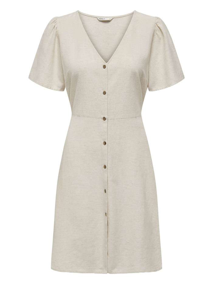 Robe courte en coton écrue...