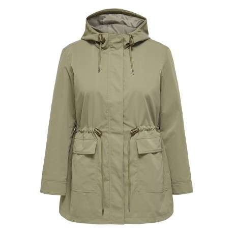 Blouson en coton vert à coupe cintrée pourvu d'un col à capuche