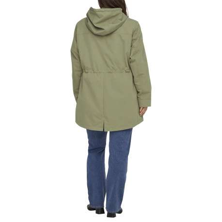 Blouson en coton vert à coupe cintrée pourvu d'un col à capuche - Image 3
