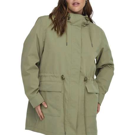 Blouson en coton vert à coupe cintrée pourvu d'un col à capuche - Image 5