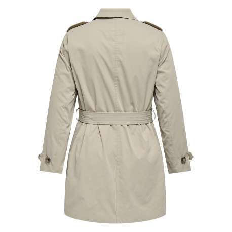 Trench coat beige pourvu d'un col à revers et d'une ceinture à nouer - Image 2