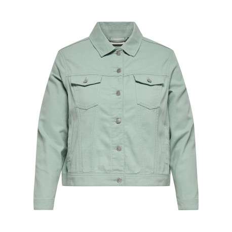 Veste en coton vert d'eau pourvue d'une coupe droite et d'un col à revers