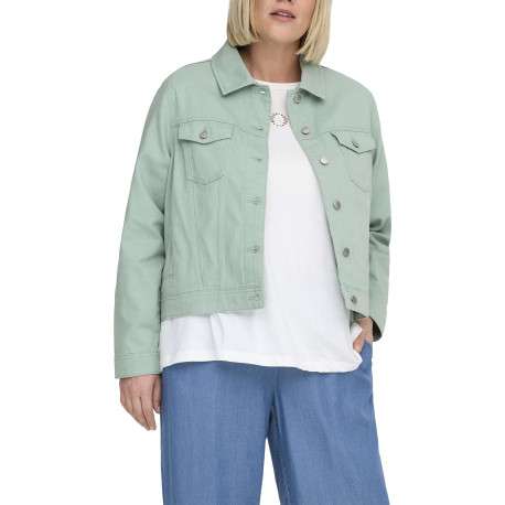 Veste en coton vert d'eau pourvue d'une coupe droite et d'un col à revers - Image 2