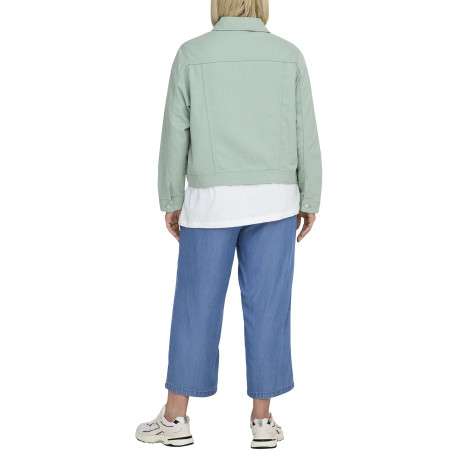 Veste en coton vert d'eau pourvue d'une coupe droite et d'un col à revers - Image 3