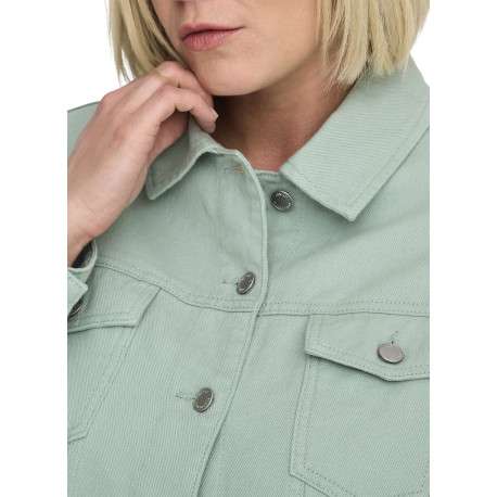 Veste en coton vert d'eau pourvue d'une coupe droite et d'un col à revers - Image 4