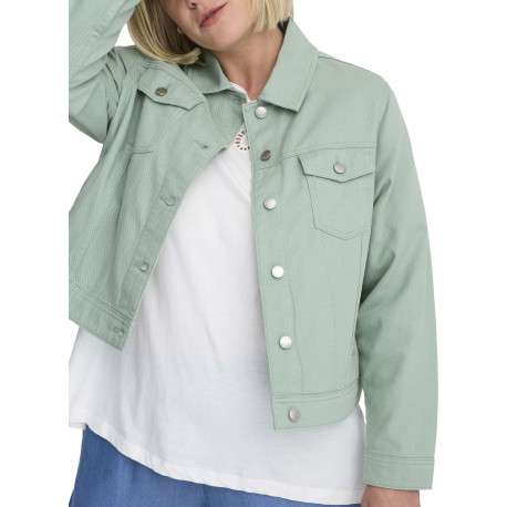 Veste en coton vert d'eau pourvue d'une coupe droite et d'un col à revers - Image 5