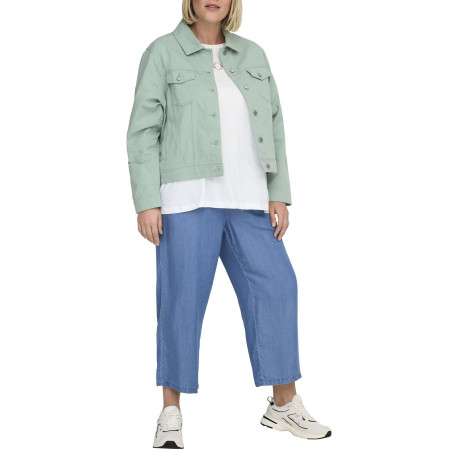 Veste en coton vert d'eau pourvue d'une coupe droite et d'un col à revers - Image 6