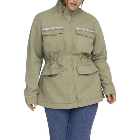 Blouson en coton vert à coupe droite pourvu d'un col montant - Image 2