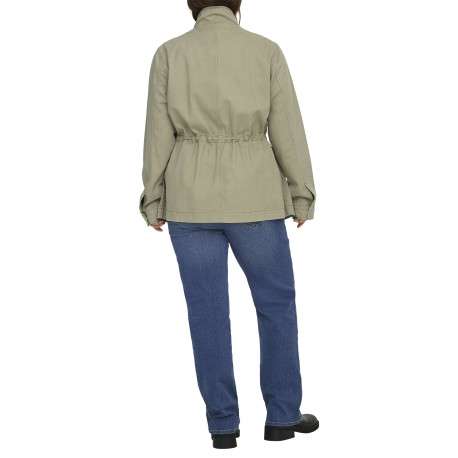 Blouson en coton vert à coupe droite pourvu d'un col montant - Image 3