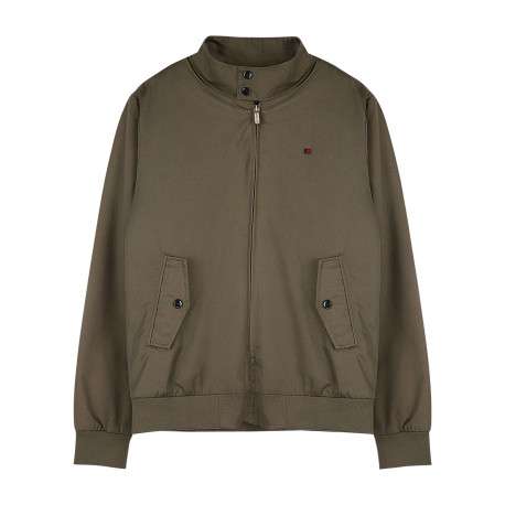 Blouson vert uni avec une coupe droite et un col montant boutonné