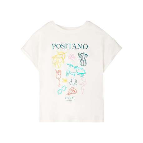 T-shirt en coton blanc uni avec une coupe droite et un col rond