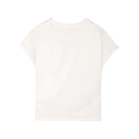 T-shirt en coton blanc uni avec une coupe droite et un col rond - Image 3