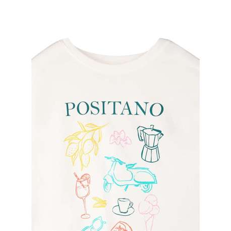 T-shirt en coton blanc uni avec une coupe droite et un col rond - Image 4