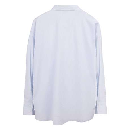 Chemisier bleu à motifs brodés avec une coupe droite et un col chemise - Image 3