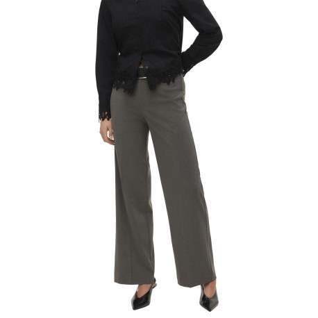 Pantalon chino gris pourvu d'une coupe ample et d'une fermeture zippée