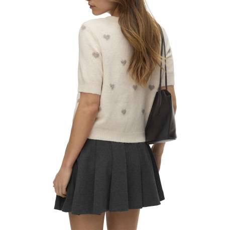 Gilet beige coupe droite pourvu d'un col rond et de manches 3/4 - Image 3